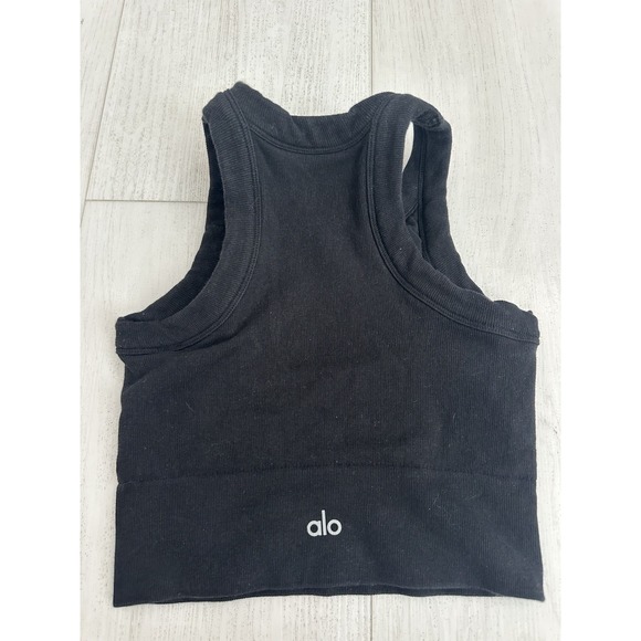 Alo Cropped Tank Top Sz S Black - Picture 5 of 6